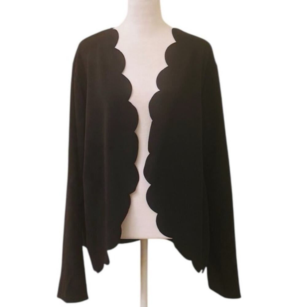 Shein Emery Rose Black Scallop Edge Long Sleeve Jacket Size 5XL